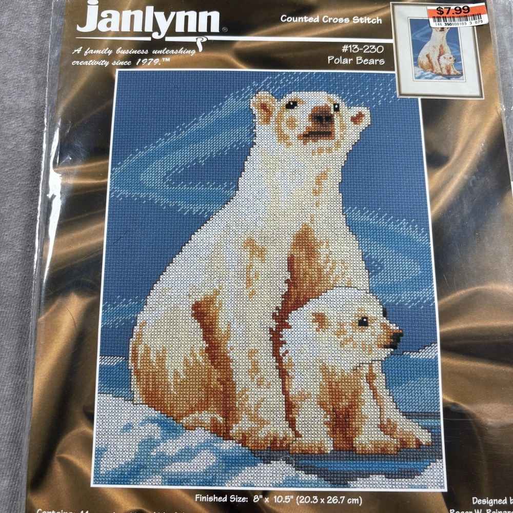 Janlynn Polar Bears #13-230 Counted Cross Stitch Kit NEW Finished Size 8"x10.5